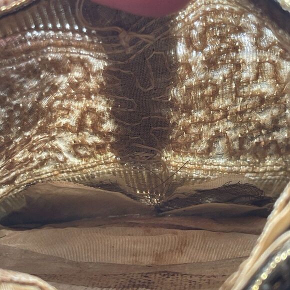 Vintage 70's Sequined Beaded Gold Bow Clusch - Picture 12 of 13